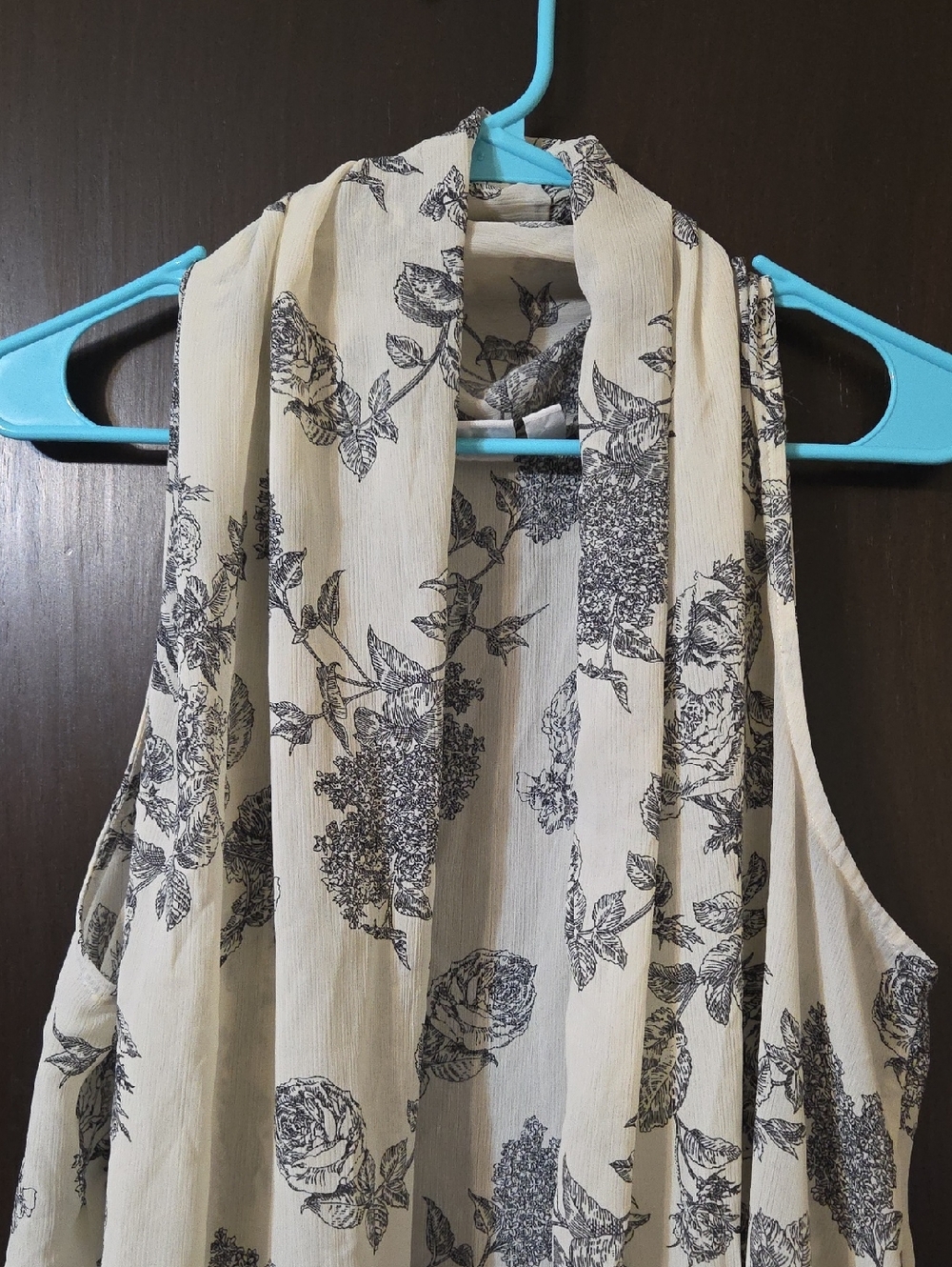 Susan Graver sheer duster kimono blue and white floral XL